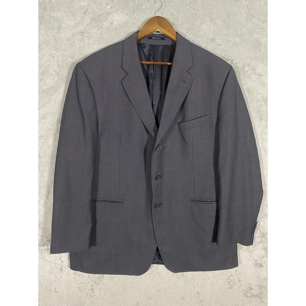 Vintage Ralph Lauren‎ Blazer Mens 48R Blue-Gray Wool Blend Two Button Executive